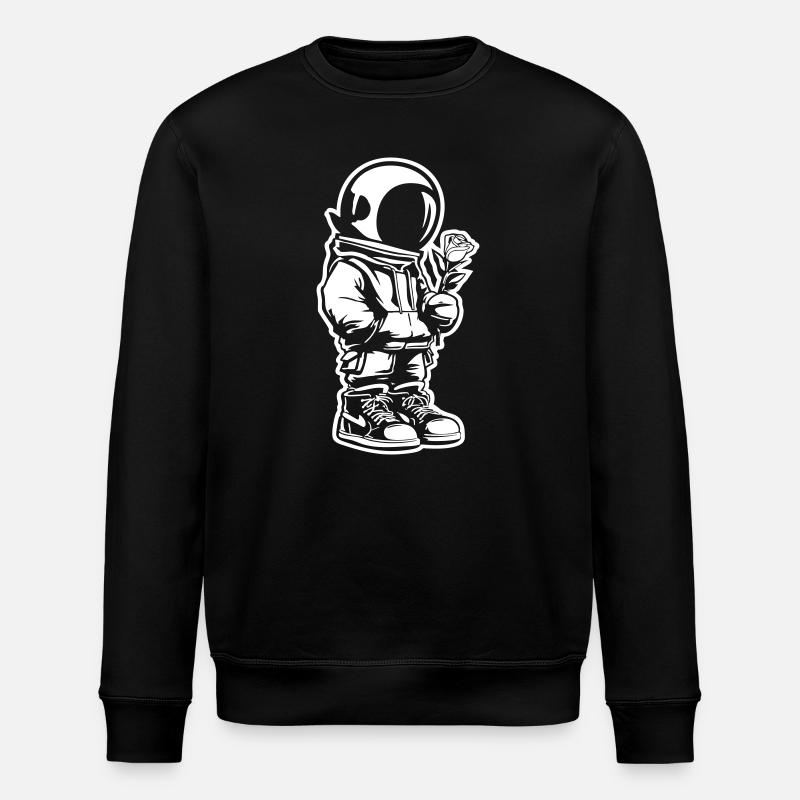 Weltraumkind mit Rose - Stanley/Stella Unisex Bio-Sweatshirt ROLLER - Schwarz