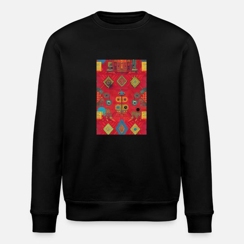 Retro Pattern - Stanley/Stella ROLLER Unisex Organic Sweatshirt - black