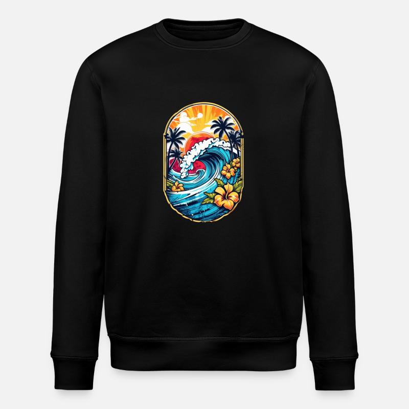 Vague surf et hawaii - Sweat bio ROLLER Stanley/Stella Unisexe - noir