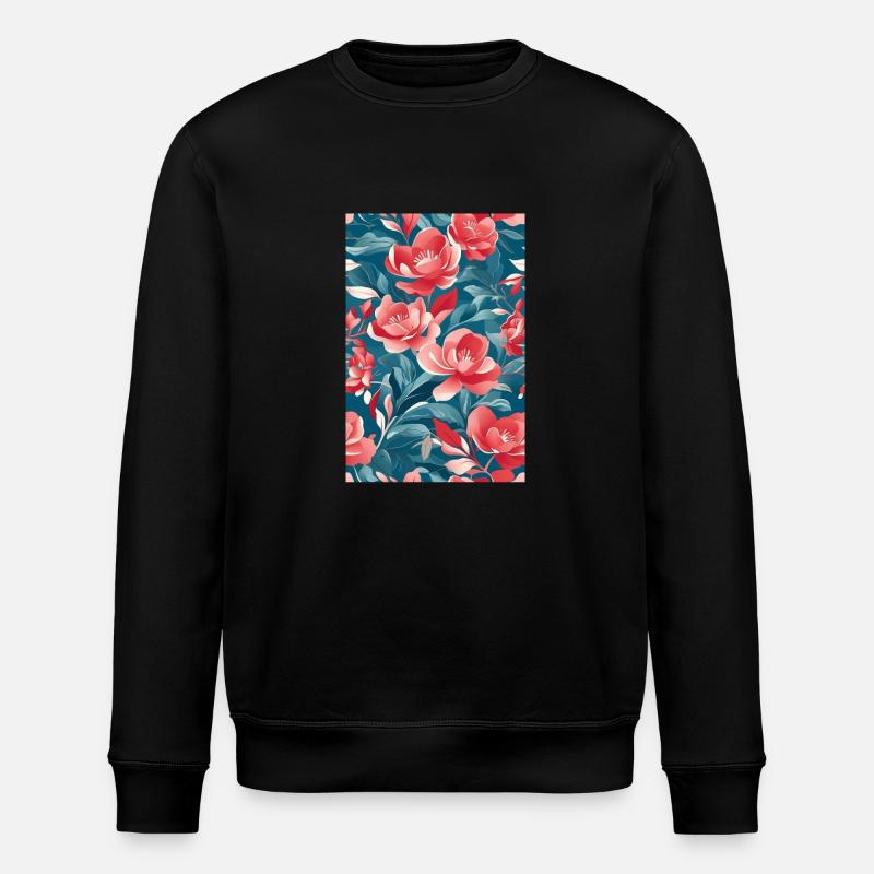 Tulipes rouges à feuilles vertes - Sweat bio ROLLER Stanley/Stella Unisexe - noir