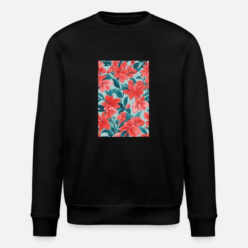 Rote Blumen - Stanley/Stella Unisex Bio-Sweatshirt ROLLER - Schwarz