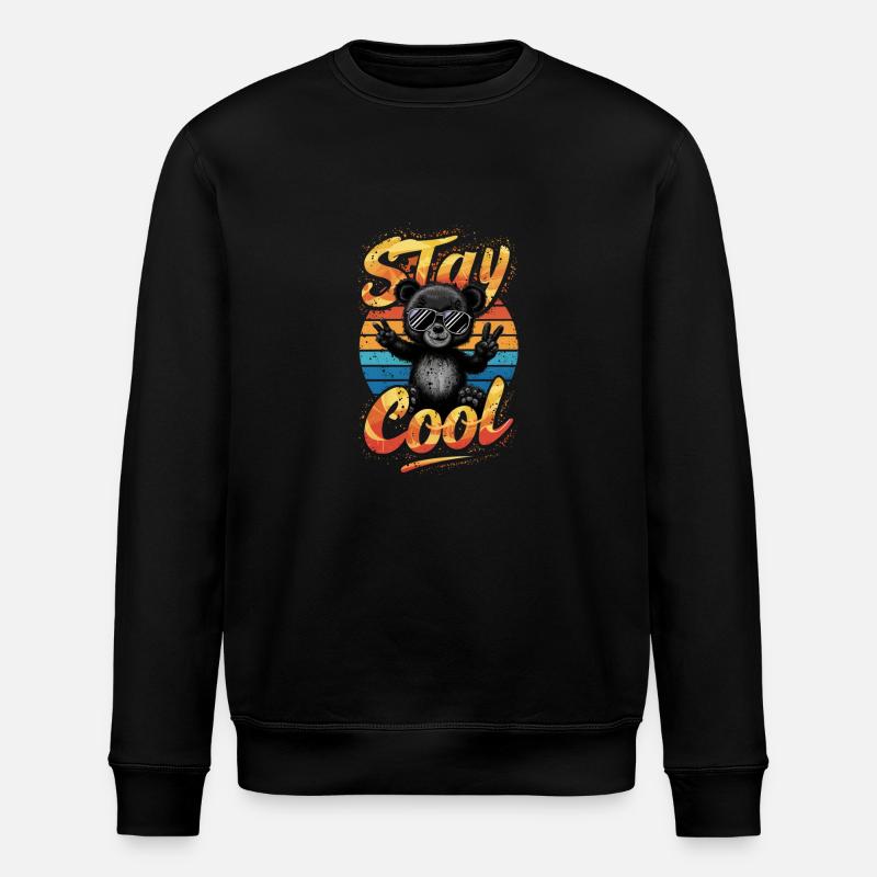 Stay Cool - Funny Bear - Bear - Stanley/Stella ROLLER Unisex Organic Sweatshirt - black