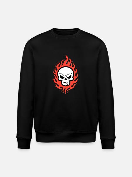 Skull in flames - Stanley/Stella ROLLER Unisex Organic Sweatshirt - black