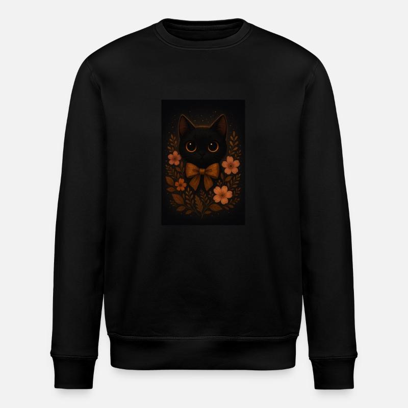 Chat noir avec fleurs - Sweat bio ROLLER Stanley/Stella Unisexe - noir