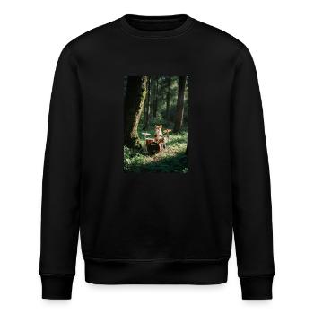 Woodland Drummer – Der fuchsige Beat im Wald - Stanley/Stella Unisex Bio-Sweatshirt ROLLER - Schwarz - Vorne - Nik (191cm)