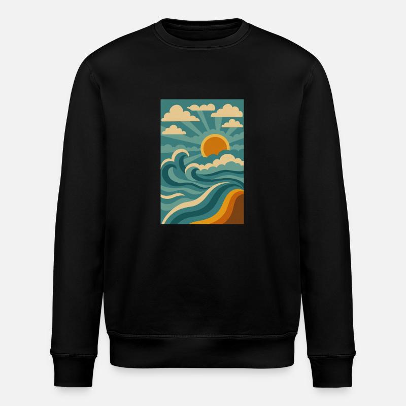 Wellen der Nostalgie - Stanley/Stella Unisex Bio-Sweatshirt ROLLER - Schwarz