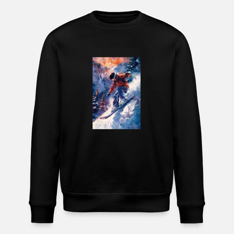 Epische Snowboard-Abenteuerkunst - Stanley/Stella Unisex Bio-Sweatshirt ROLLER - Schwarz