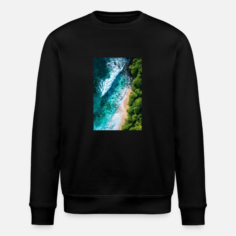 Rivage tropical vu d’en haut - Sweat bio ROLLER Stanley/Stella Unisexe - noir