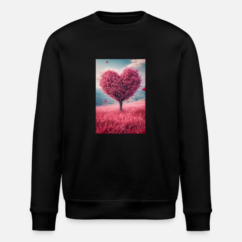 Romantic Heart Tree in Bloom - Stanley/Stella ROLLER Unisex Organic Sweatshirt - black