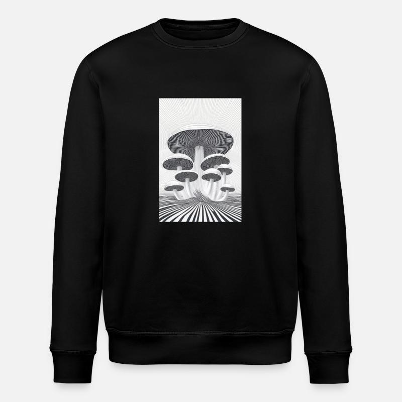 Optischer Pilzwald - Stanley/Stella Unisex Bio-Sweatshirt ROLLER - Schwarz