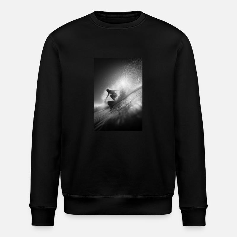Schwarz-Weiß-Surf-Explosion - Stanley/Stella Unisex Bio-Sweatshirt ROLLER - Schwarz