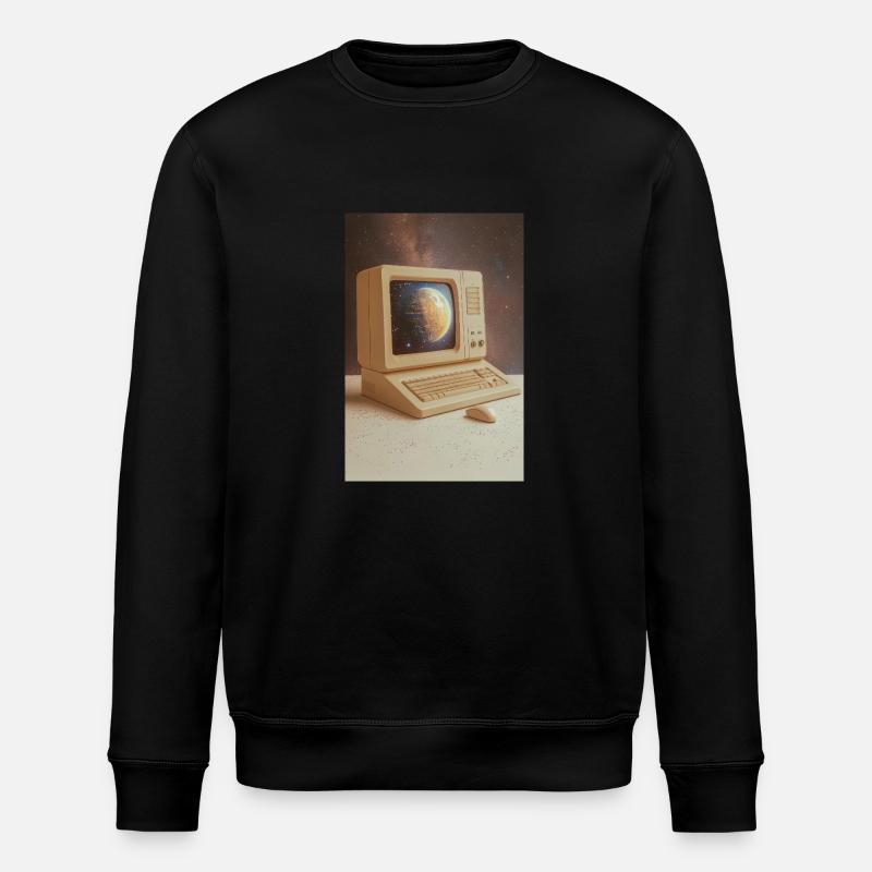 Retro Computer Meets Outer Space - Stanley/Stella ROLLER Unisex Organic Sweatshirt - black