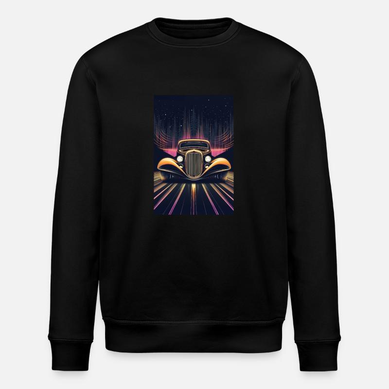 Retro-Fahrt durch Neonnächte - Stanley/Stella Unisex Bio-Sweatshirt ROLLER - Schwarz