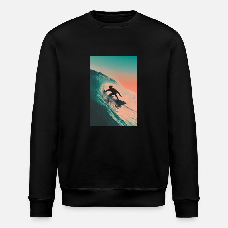 Sunset Wave Surfing - Stanley/Stella ROLLER Unisex Organic Sweatshirt - black