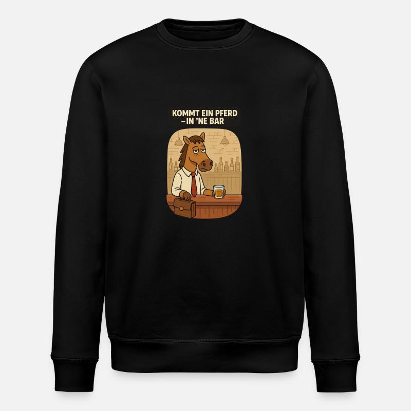 Pferd in Bar Spruch - Stanley/Stella Unisex Bio-Sweatshirt ROLLER - Schwarz