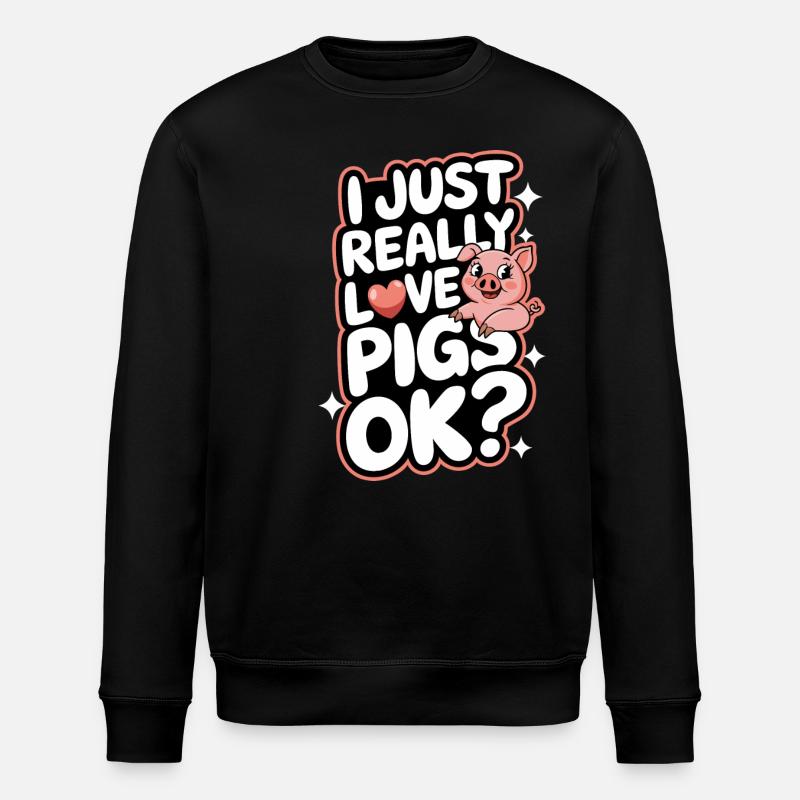 Pig Animal - Stanley/Stella ROLLER Unisex Organic Sweatshirt - black