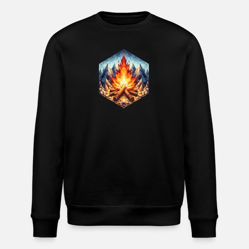 A polygon-style campfire - Stanley/Stella ROLLER Unisex Organic Sweatshirt - black