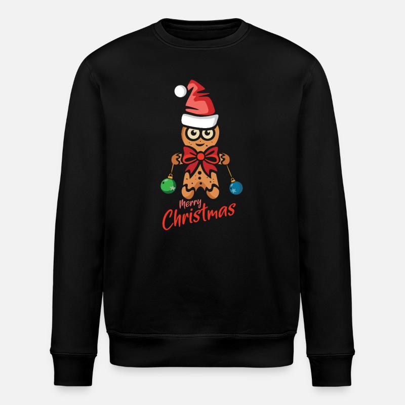 Gingerbread man with Christmas hat - Stanley/Stella ROLLER Unisex Organic Sweatshirt - black