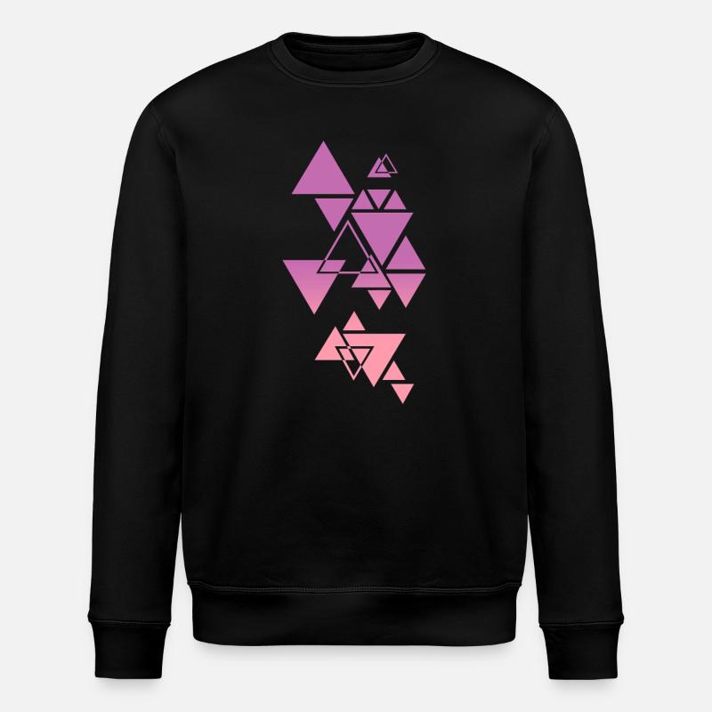 Gradient Triangle Pattern Pink - Stanley/Stella ROLLER Unisex Organic Sweatshirt - black