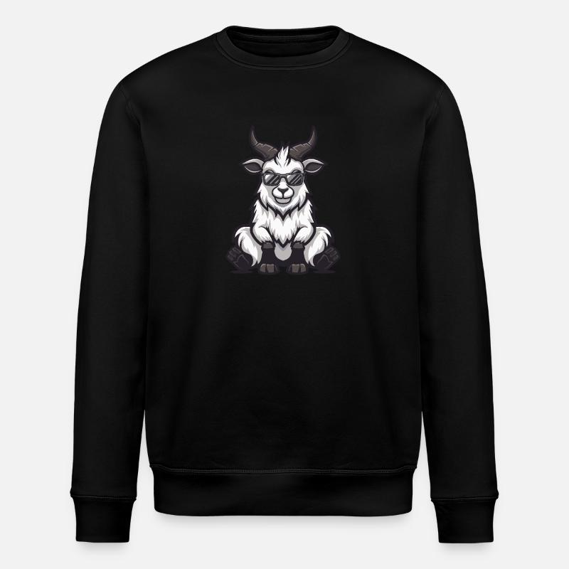Mountain Goat Cool Comic - Stanley/Stella ROLLER Unisex Organic Sweatshirt - black
