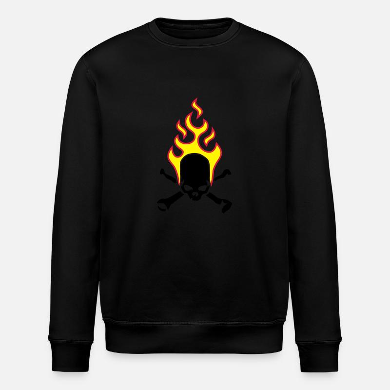 fire_skull_bones_b_3c - Stanley/Stella ROLLER Unisex Organic Sweatshirt - black