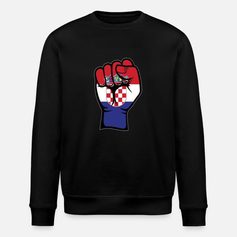 Kroatien Flagge Faust Hand Symbol - Stanley/Stella Unisex Bio-Sweatshirt ROLLER - Schwarz