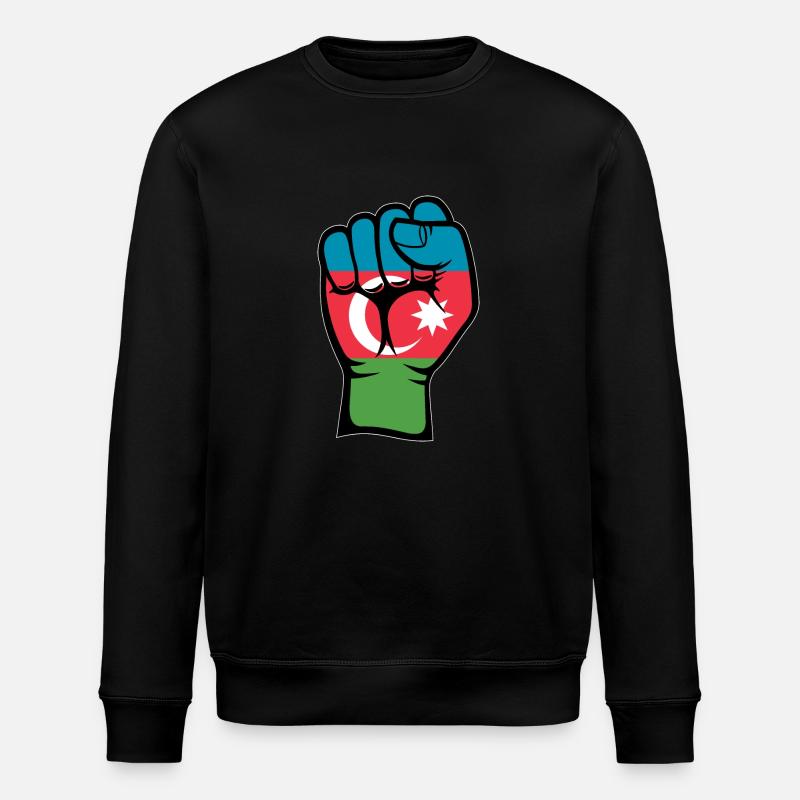 Aserbaidschan Flagge Faust Hand Symbol - Stanley/Stella Unisex Bio-Sweatshirt ROLLER - Schwarz