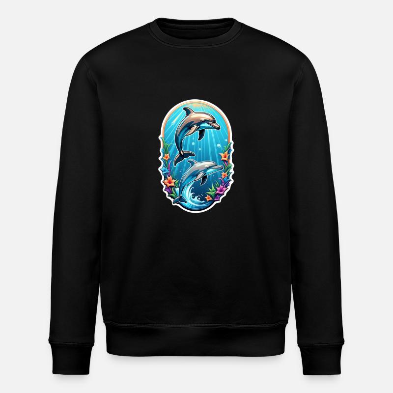 Dolphin & Ocean - Stanley/Stella ROLLER Unisex Organic Sweatshirt - black