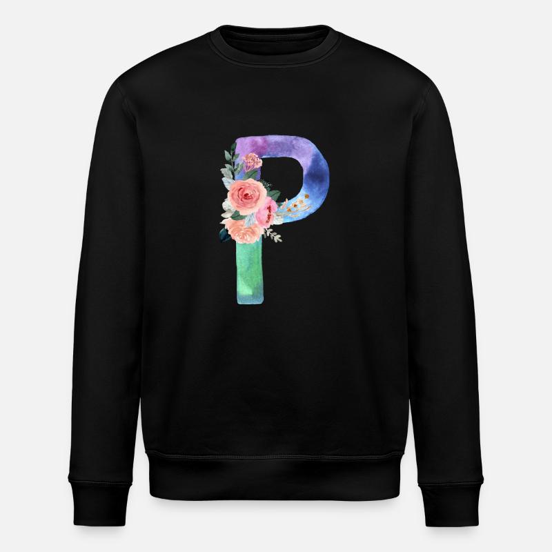 Buchstabe P Aquarell - Stanley/Stella Unisex Bio-Sweatshirt ROLLER - Schwarz