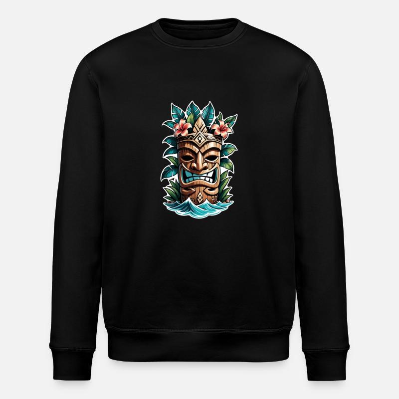 Tiki Beach - Polynesien Statue - Stanley/Stella Unisex Bio-Sweatshirt ROLLER - Schwarz