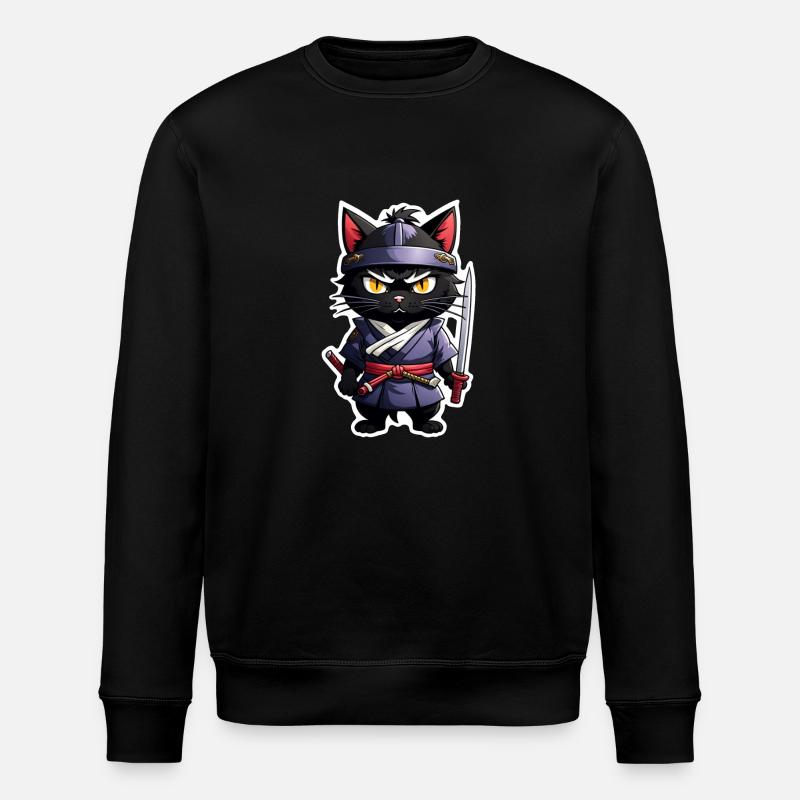 chat ninja - chaton samourai - Sweat bio ROLLER Stanley/Stella Unisexe - noir