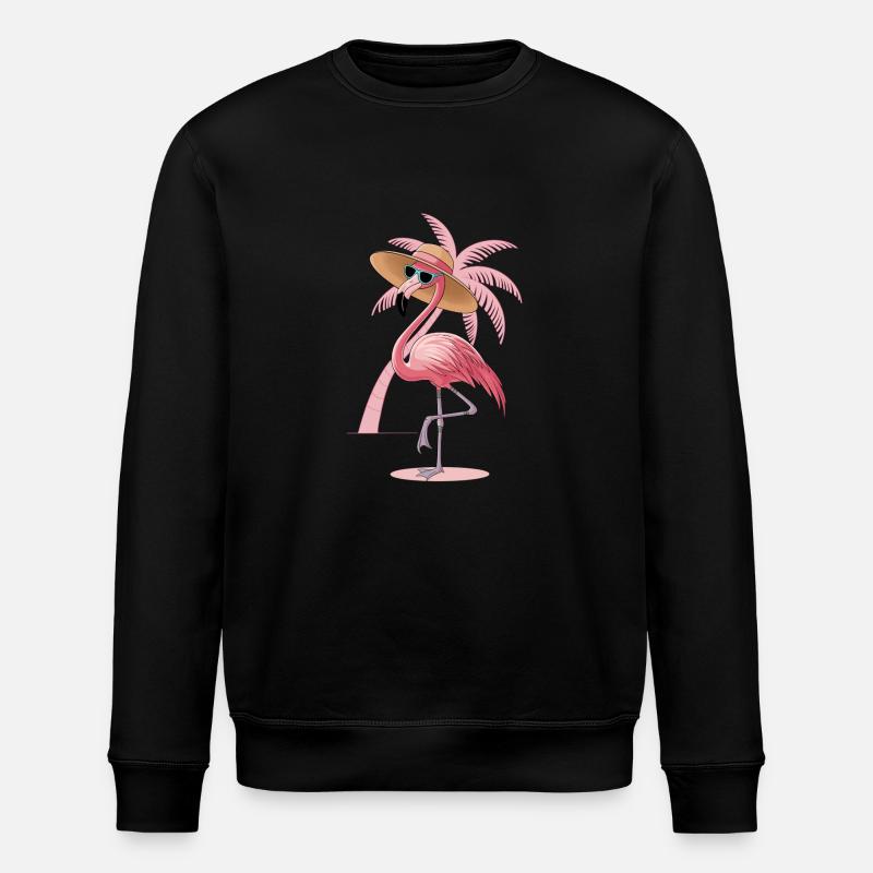 Flamingo mit Sonnenhut - Stanley/Stella Unisex Bio-Sweatshirt ROLLER - Schwarz