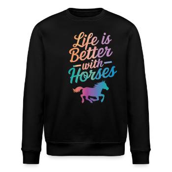 Pferd Pferde Reiten Pferdereiten Sprungreiten - Stanley/Stella Unisex Bio-Sweatshirt ROLLER - Schwarz - Vorne - Nik (191cm)