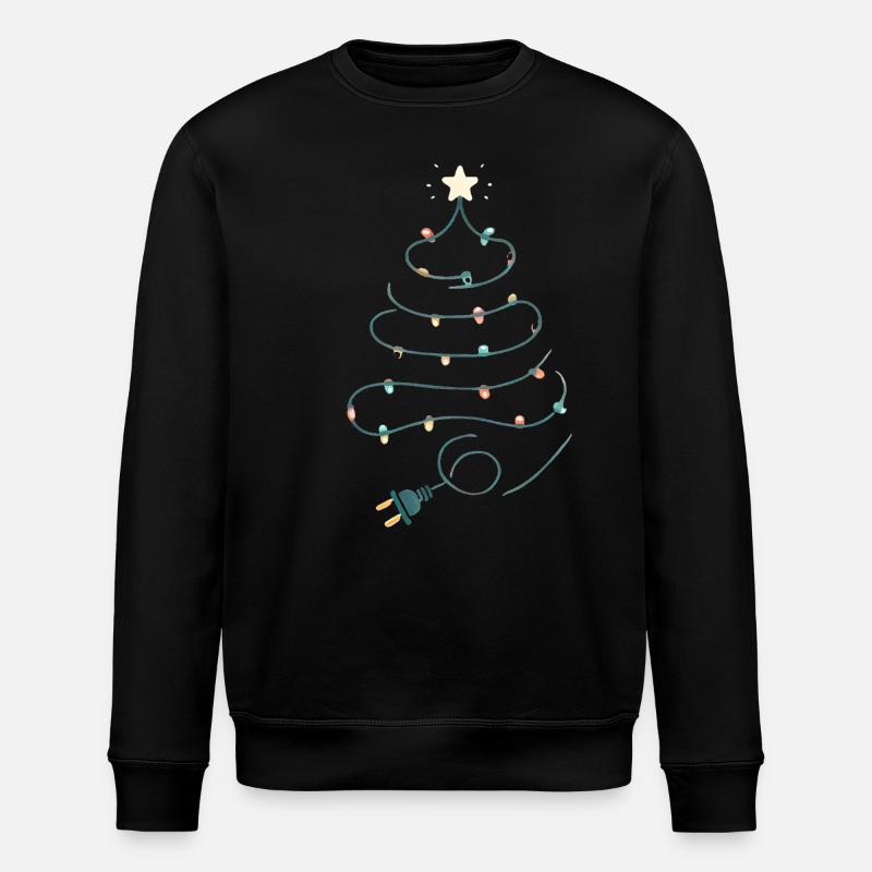 Christmas Tree String Lights Design - Stanley/Stella ROLLER Unisex Organic Sweatshirt - black