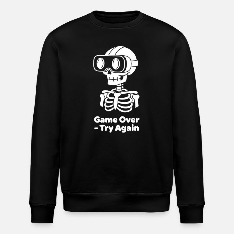 GameOver Skeleton VR Motif - Stanley/Stella ROLLER Unisex Organic Sweatshirt - black