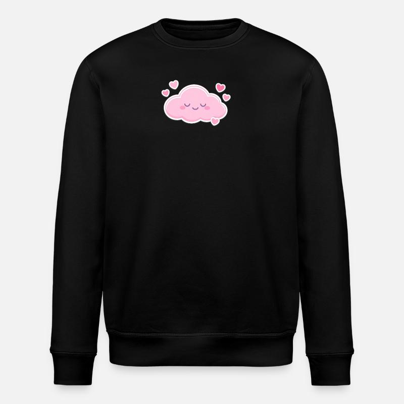 Pink Cloud Hearts Kawaii - Stanley/Stella ROLLER Unisex Organic Sweatshirt - black