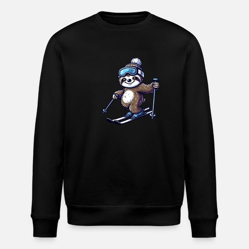 Relaxed Sloth Skier – Winter Fun - Stanley/Stella ROLLER Unisex Organic Sweatshirt - black