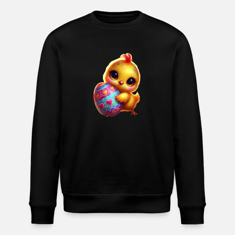 Easter chicks with egg - Stanley/Stella ROLLER Unisex Organic Sweatshirt - black
