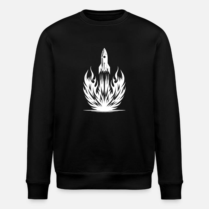 Launching rocket in flames - Stanley/Stella ROLLER Unisex Organic Sweatshirt - black