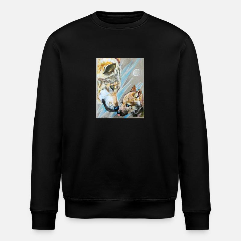 Wolfmama und Wolfjunges - Stanley/Stella Unisex Bio-Sweatshirt ROLLER - Schwarz