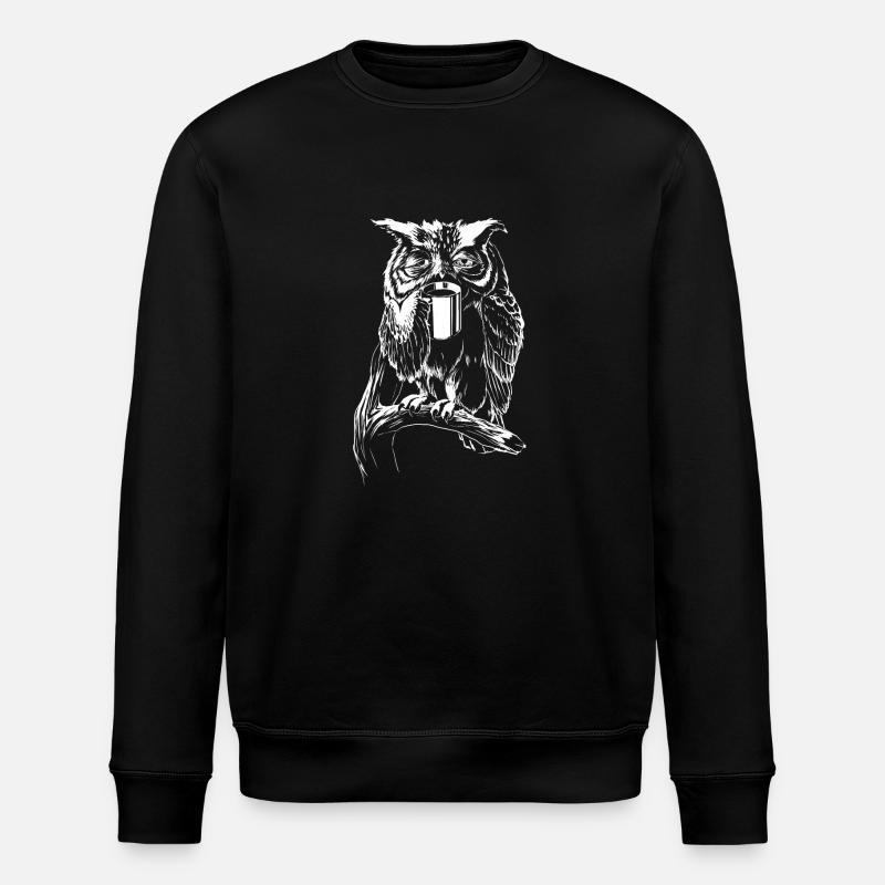 Coffee Owl - Stanley/Stella ROLLER Unisex Organic Sweatshirt - black