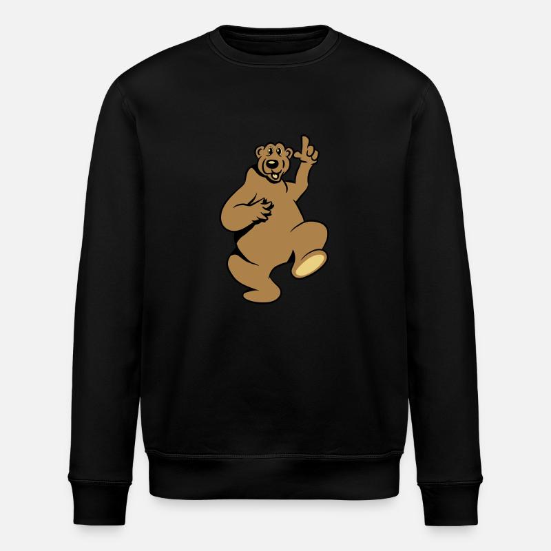 Bear happy funny - Stanley/Stella ROLLER Unisex Organic Sweatshirt - black