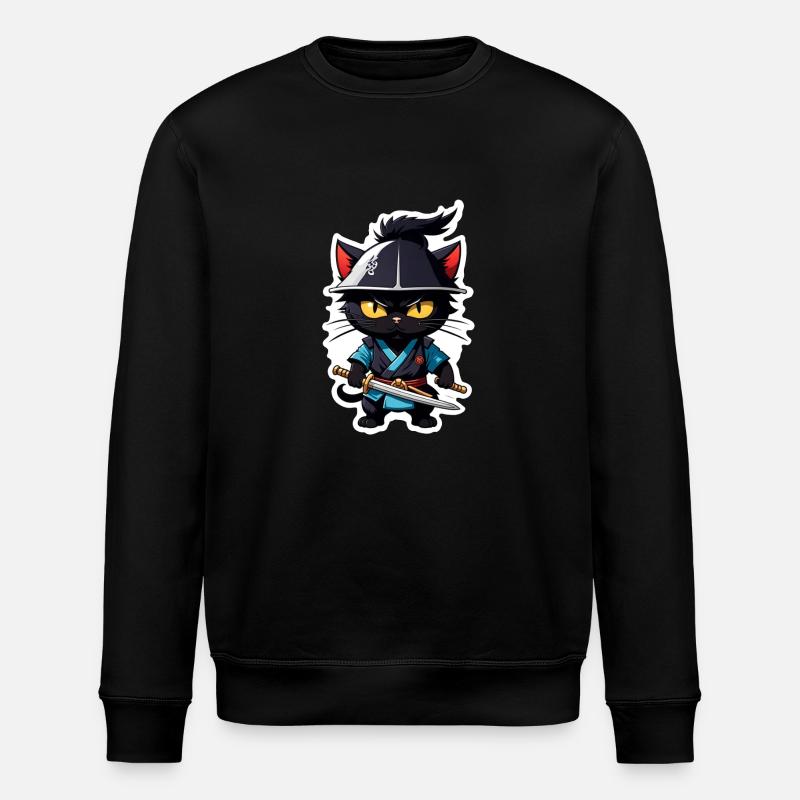 chat ninja - chaton samourai - Sweat bio ROLLER Stanley/Stella Unisexe - noir