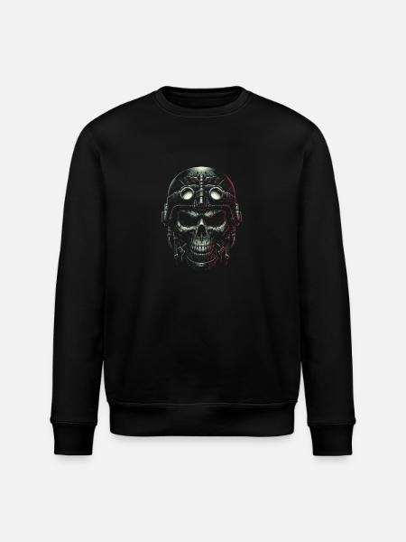 Aviator Skull Pilot - Stanley/Stella ROLLER Unisex Organic Sweatshirt - black