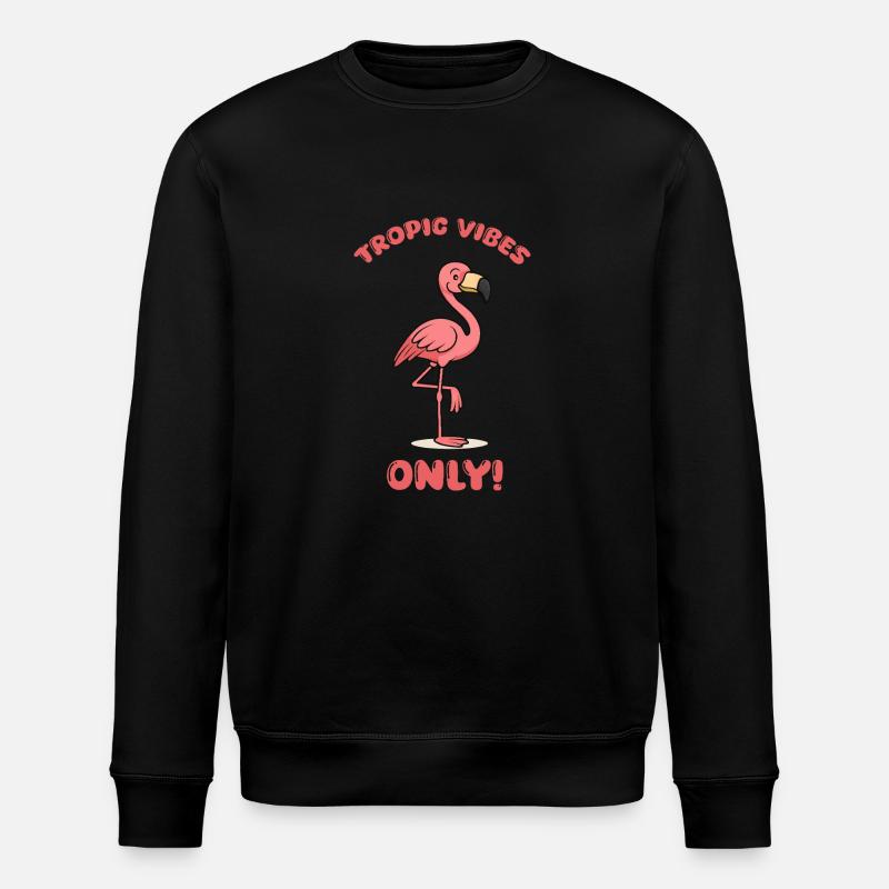 Flamingo Comic Tropic - Stanley/Stella ROLLER Unisex Organic Sweatshirt - black