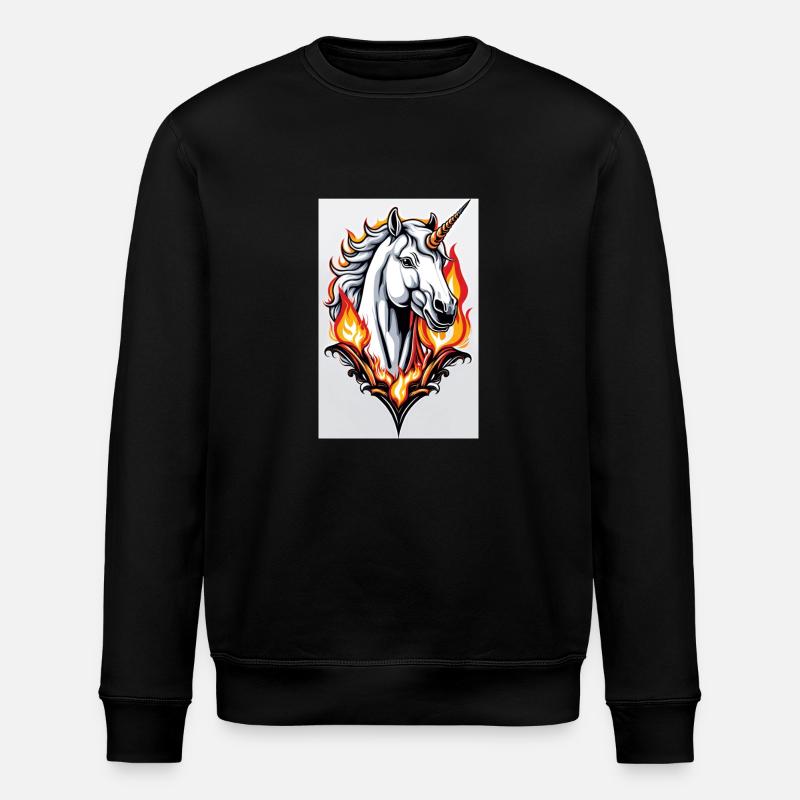 White Animals Einhorn - Stanley/Stella Unisex Bio-Sweatshirt ROLLER - Schwarz