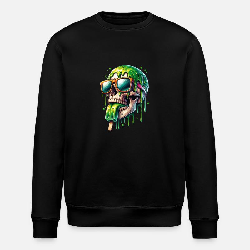 Whimsical Shrill Funny Skull Popsicles - Stanley/Stella ROLLER Unisex Organic Sweatshirt - black