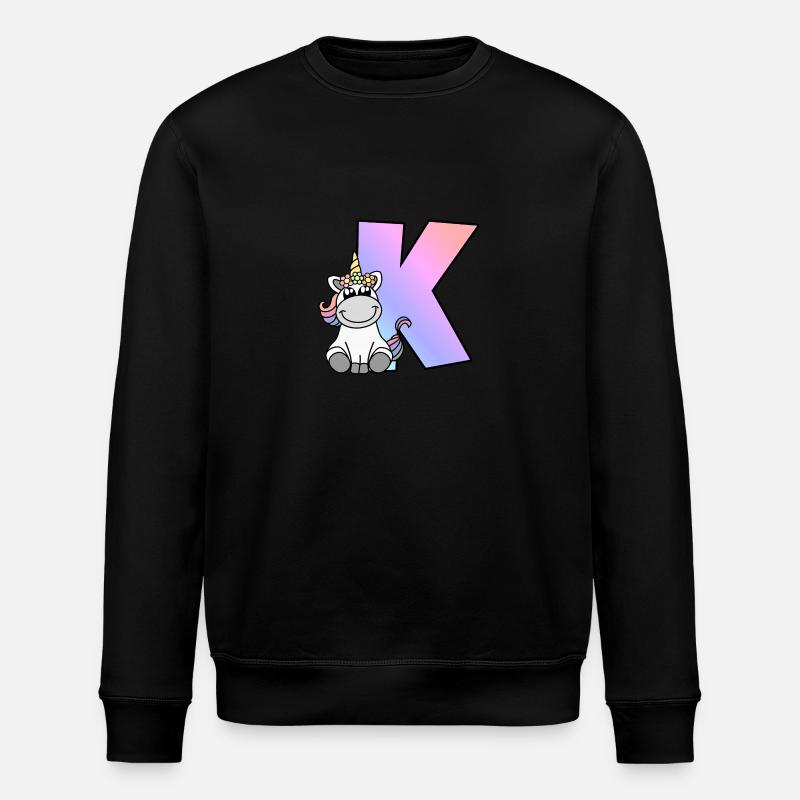 Einhorn Buchstabe K - Stanley/Stella Unisex Bio-Sweatshirt ROLLER - Schwarz