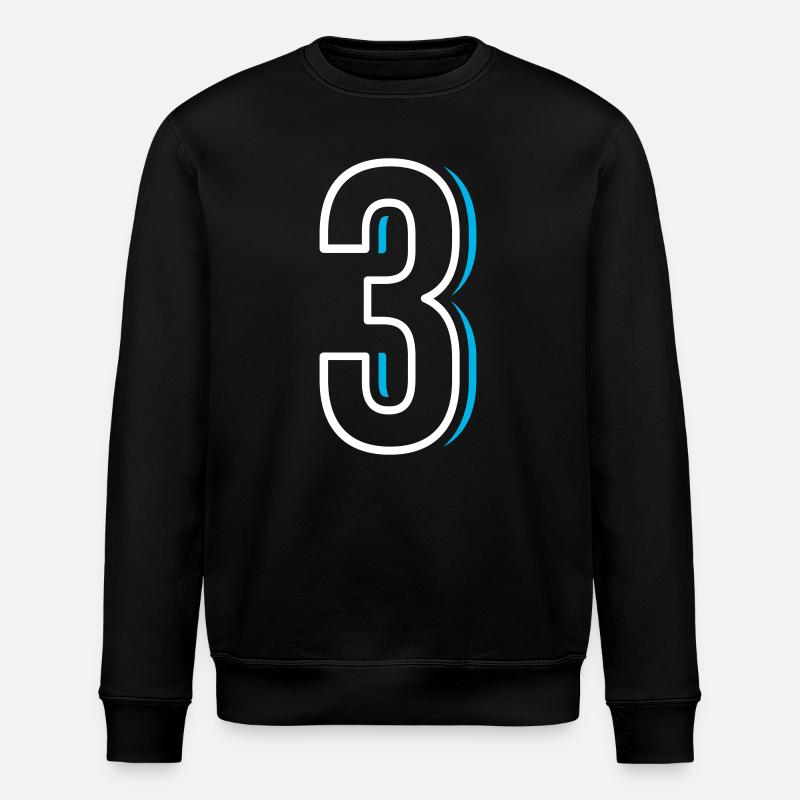 Nummer 3 - Drei - Stanley/Stella Unisex Bio-Sweatshirt ROLLER - Schwarz