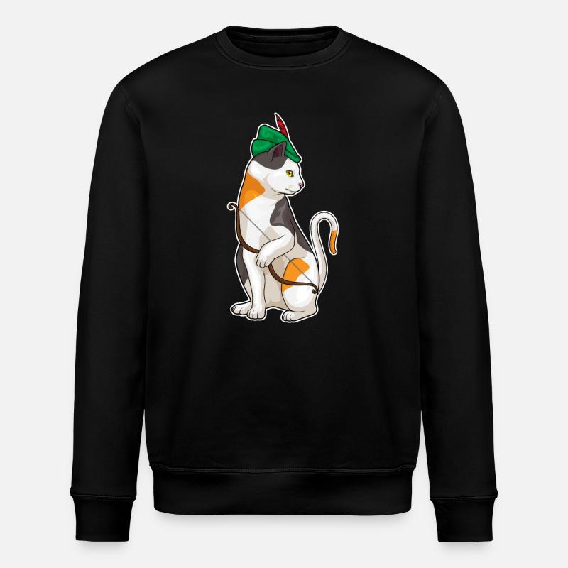 Katze Bogenschütze Bogen - Stanley/Stella Unisex Bio-Sweatshirt ROLLER - Schwarz